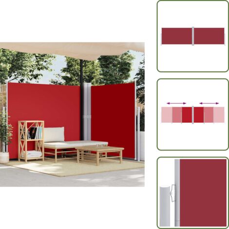 The Living Store Tenda da Sole Laterale Retrattile Rossa 180x600 cm - Tenda da sole per giardino