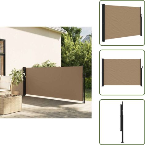 The Living Store Tenda da Sole Laterale Retrattile Tortora 140x600 cm - Tenda da sole retrattile