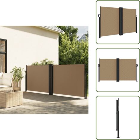 The Living Store Tenda da Sole Laterale Retrattile Tortora 140x600 cm - Tenda da sole retrattile