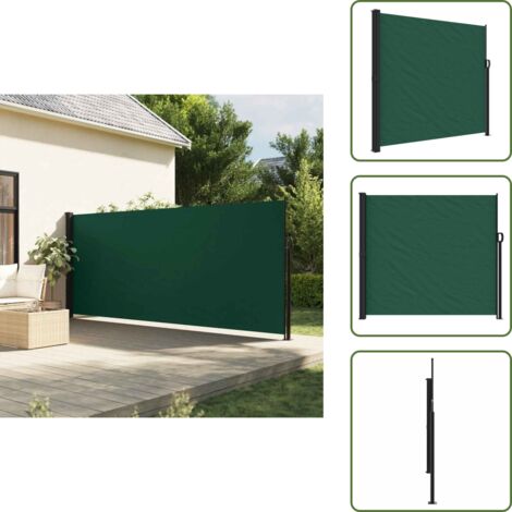The Living Store Tenda da Sole Laterale Retrattile Verde Scuro 180x600 cm - Tenda da giardino