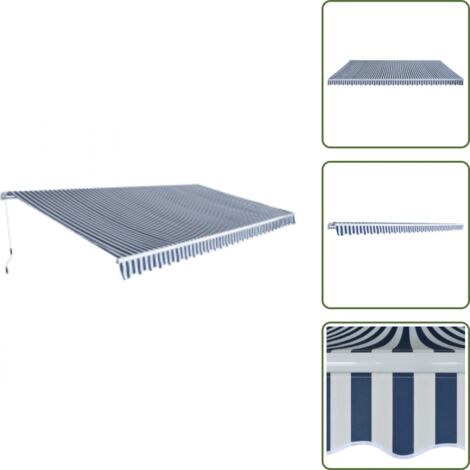 The Living Store Tenda da Sole Pieghevole Manuale 600 cm Blu/Bianca - Tenda pieghevole