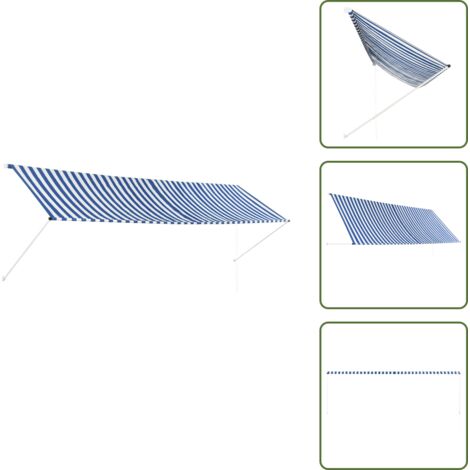 The Living Store Tenda da Sole Retrattile 400x150 cm Blu e Bianco - Tenda da sole per finestra