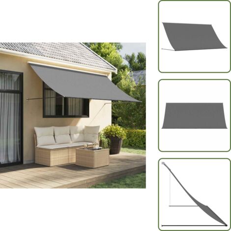 The Living Store Tenda da Sole Retrattile Antracite 300x150 cm Tessuto e Acciaio - Tenda da patio