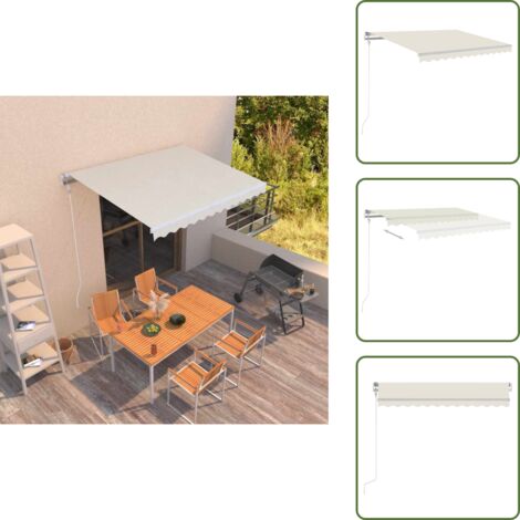 The Living Store Tenda da Sole Retrattile Automatica 300x250 cm Crema - Tenda da sole esterna