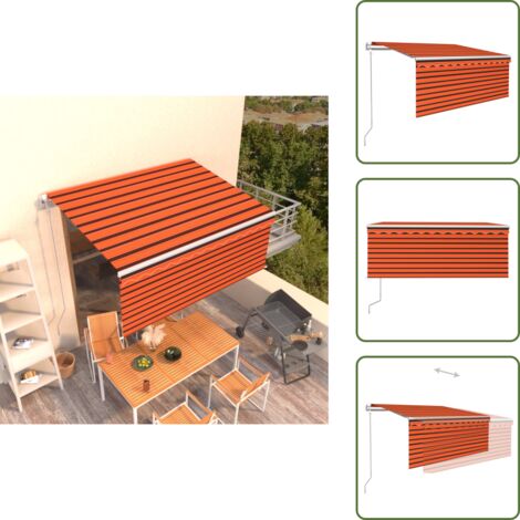 The Living Store Tenda da Sole Retrattile Automatica 3x2,5m Arancione e Marrone - Tenda da sole automatica