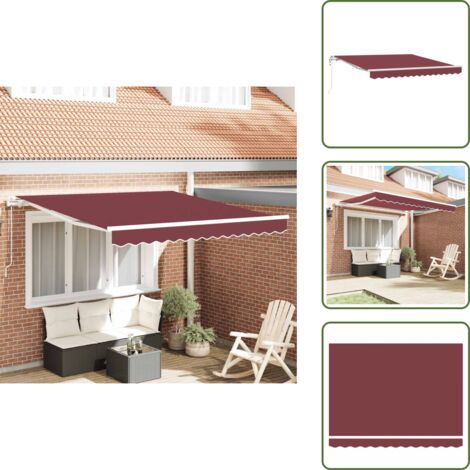The Living Store Tenda da Sole Retrattile Automatica Bordò 300x250 cm - Tenda da sole automatica