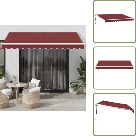 The Living Store Tenda da Sole Retrattile Automatica Bordò 350x250 cm - Tenda da sole automatica