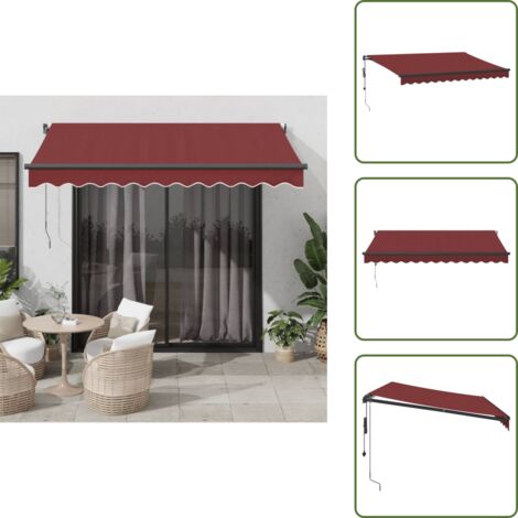 The Living Store Tenda da Sole Retrattile Automatica Bordò 350x250 cm - Tenda da sole automatica