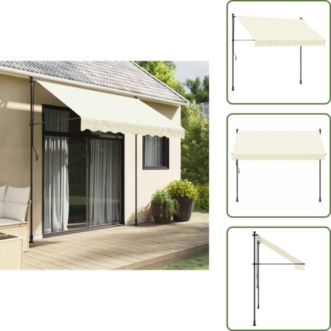 The Living Store Tenda da Sole Retrattile Crema 300x150 cm in Tessuto e Acciaio - Tenda retrattile