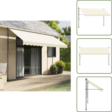 The Living Store Tenda da Sole Retrattile Crema 350x150 cm in Tessuto e Acciaio - Tenda retrattile