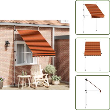 The Living Store Tenda da Sole Retrattile Manuale 150 cm Arancione e Marrone - Tenda da sole impermeabile