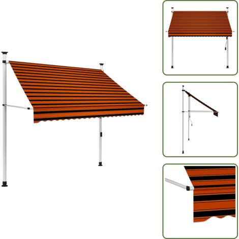The Living Store Tenda da Sole Retrattile Manuale 200 cm Arancione e Marrone - Tenda da sole impermeabile