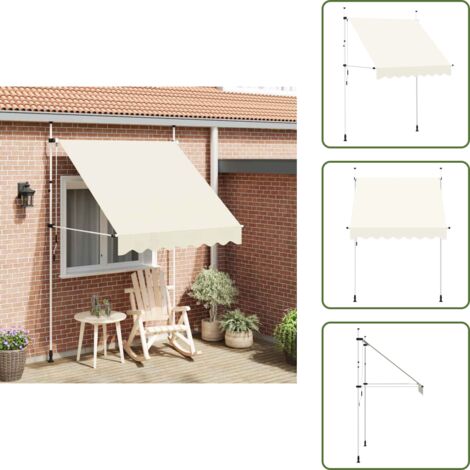 The Living Store Tenda da Sole Retrattile Manuale 200 cm Crema - Tenda da sole manuale