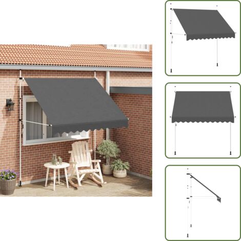 The Living Store Tenda da Sole Retrattile Manuale 250 cm Antracite - Tenda da sole manuale