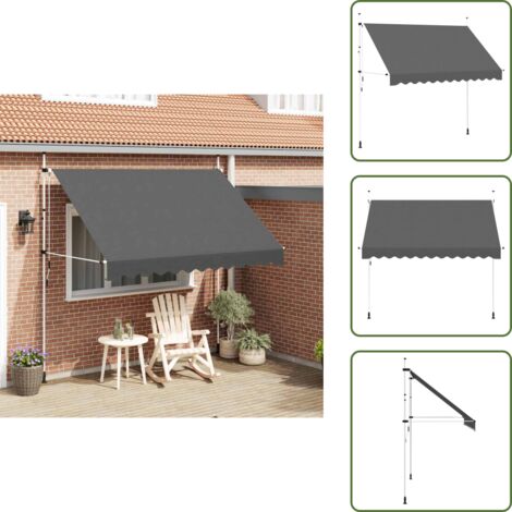 The Living Store Tenda da Sole Retrattile Manuale 300 cm Antracite - Tenda da sole manuale