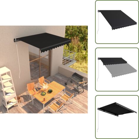 The Living Store Tenda da Sole Retrattile Manuale 300x250 cm Antracite - Tenda da sole manuale