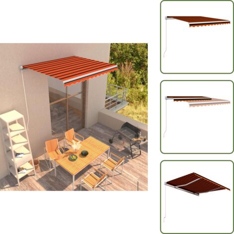 The Living Store Tenda da Sole Retrattile Manuale 300x250 cm Arancione e Marrone - Tenda da sole manuale