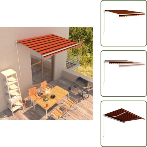 The Living Store Tenda da Sole Retrattile Manuale 350x250 cm Arancione e Marrone - Tenda da sole manuale