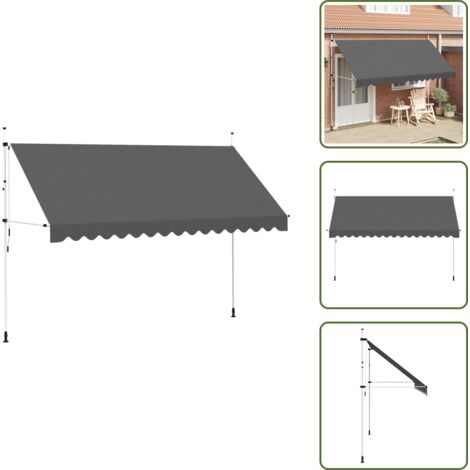 The Living Store Tenda da Sole Retrattile Manuale 400 cm Antracite - Tenda da sole manuale