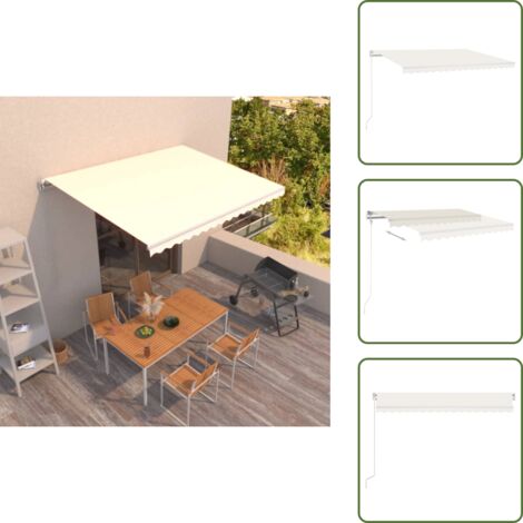 The Living Store Tenda da Sole Retrattile Manuale 450x350 cm Crema - Tenda da sole esterna