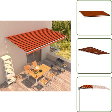 The Living Store Tenda da Sole Retrattile Manuale 600x300 cm Arancione e Marrone - Tenda da sole manuale
