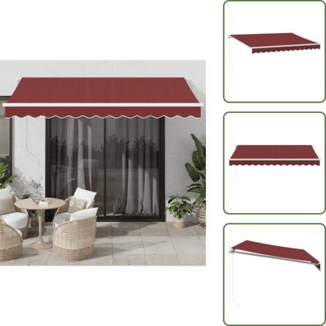 The Living Store Tenda da Sole Retrattile Manuale Bordò 350x250 cm - Tenda retrattile