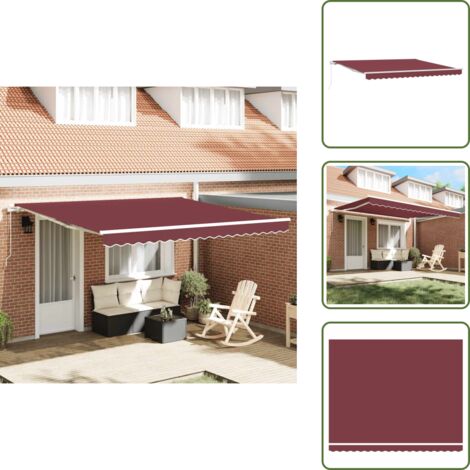The Living Store Tenda da Sole Retrattile Manuale Bordò 400x300 cm - Tenda da sole autoportante