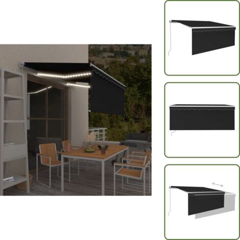The Living Store Tenda da Sole Retrattile Manuale con LED 3x2,5 m Antracite - Tenda da sole con LED