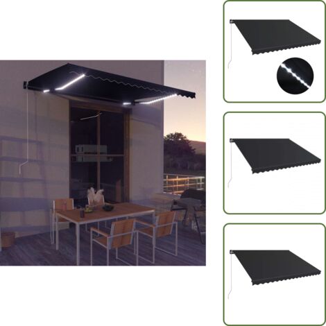 The Living Store Tenda da Sole Retrattile Manuale con LED 450x300 cm Antracite - Ombreggiatura balcone