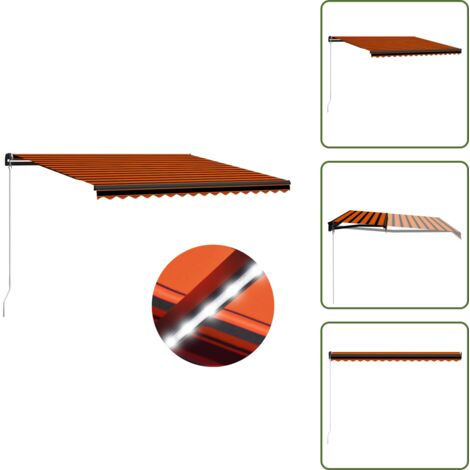 The Living Store Tenda da Sole Retrattile Manuale LED 450x300 cm Arancio Marrone - Ombreggiatura esterna