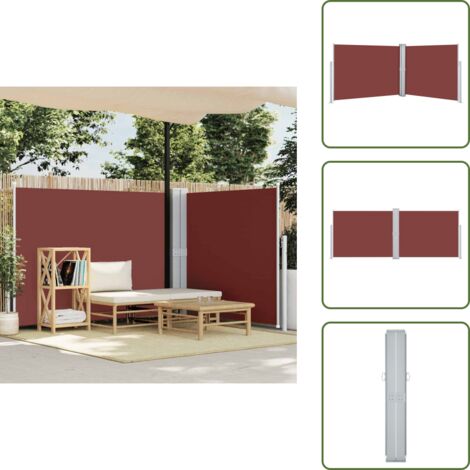 The Living Store Tenda Laterale Retrattile Marrone 140x1000 cm - Tenda da sole