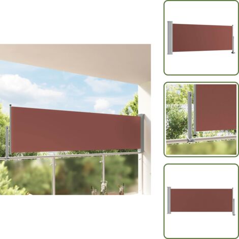 The Living Store Tenda Laterale Retrattile per Patio 100x300 cm Marrone - Tenda da sole