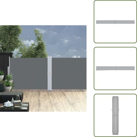 The Living Store Tenda Laterale Retrattile per Patio 140x1200 cm Antracite - Tenda da sole
