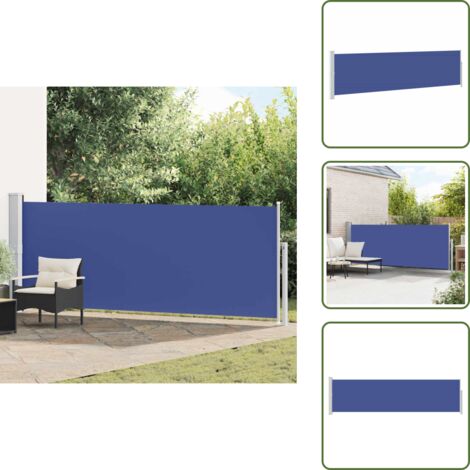 The Living Store Tenda Laterale Retrattile per Patio 140x500 cm Blu - Tenda da sole