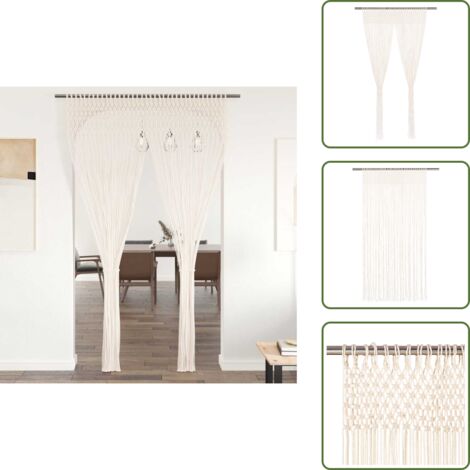 The Living Store Tenda Macramé 140x240 cm in Cotone - Tenda per finestre