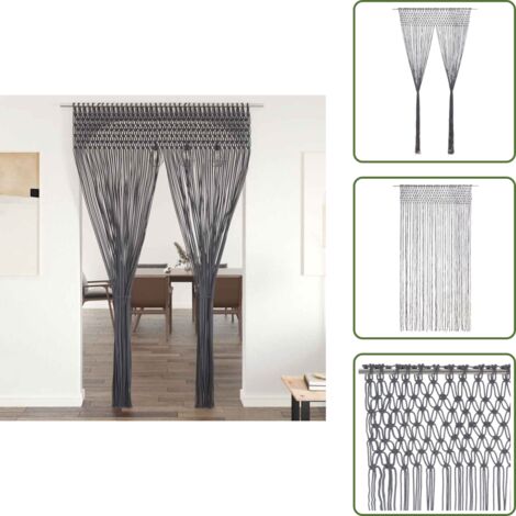 The Living Store Tenda Macramè Antracite 140x240 cm in Cotone - Tenda in cotone
