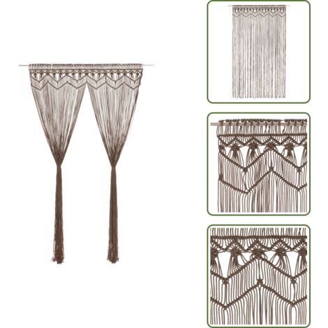 The Living Store Tenda Macramè Grigio Talpa 140x240 cm in Cotone - Tenda per finestre