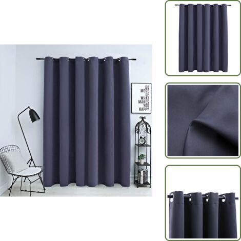 The Living Store Tenda Oscurante con Anelli in Metallo Antracite 290x245 cm - Tenda per salotto