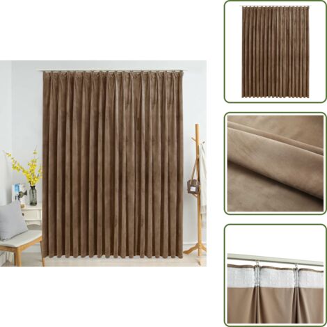 The Living Store Tenda Oscurante con Ganci Beige in Velluto 290x245 cm - Tenda in velluto