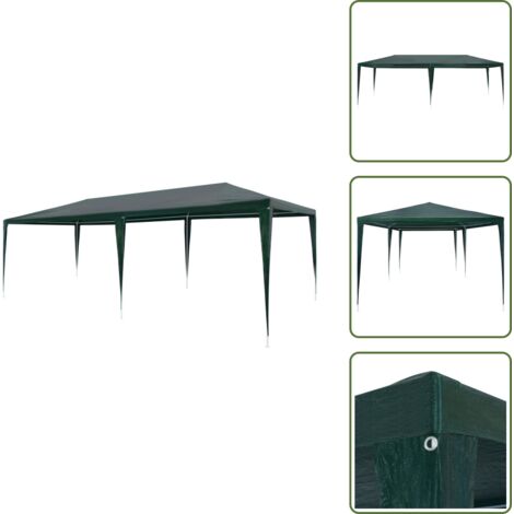 The Living Store Tenda per Feste 3x6 m in PE Verde - Gazebo da giardino