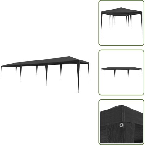 The Living Store Tenda per Feste 3x9 m in PE Antracite - Gazebo da giardino