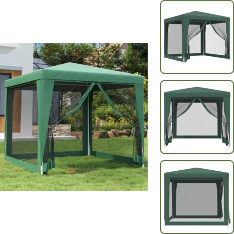 The Living Store Tenda per Feste 4 Pareti Laterali in Rete Verde 2,5x2,5m HDPE - Gazebo