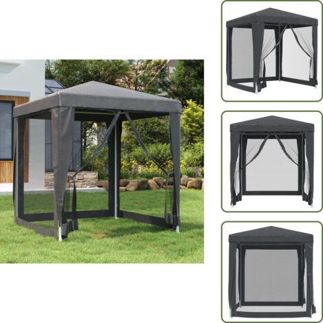 The Living Store Tenda per Feste con 4 Pareti in Rete Antracite 2x2 m in HDPE - Gazebo