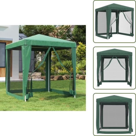 The Living Store Tenda per Feste con 4 Pareti Laterali in Rete Verde 2x2 m HDPE - Gazebo