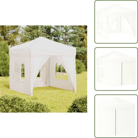 The Living Store Tenda per Feste Pieghevole con Pareti Laterali Bianco 2x2 m - Gazebo pieghevole