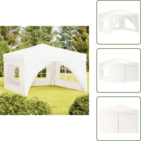 The Living Store Tenda per Feste Pieghevole con Pareti Laterali Bianco 3x3 m - Gazebo pieghevole