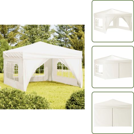 The Living Store Tenda per Feste Pieghevole con Pareti Laterali Crema 3x3 m - Gazebo per picnic