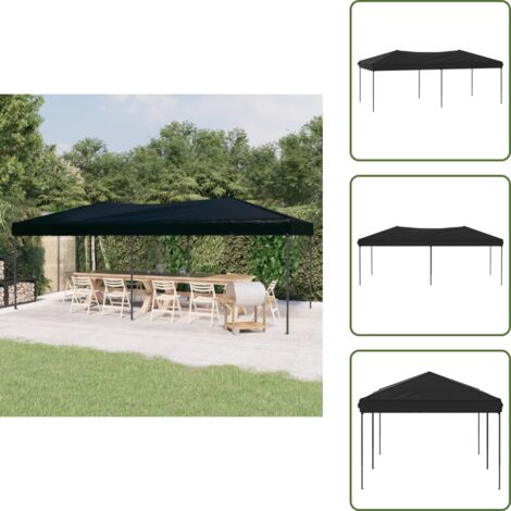 The Living Store Tenda per Feste Pieghevole Nero 3x6 m - Tenda pieghevole