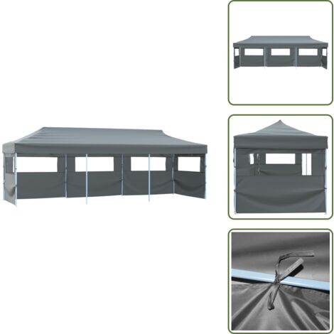 The Living Store Tenda Pieghevole Pop-Up con 5 Pareti Laterali 870x291x315 cm Antracite - Tenda da esterno