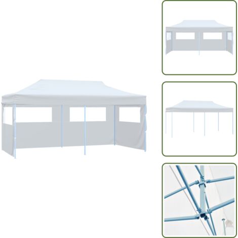 The Living Store Tenda Pieghevole Pop-Up con Pareti Laterali 3x6m Acciaio Bianco - Tenda per feste